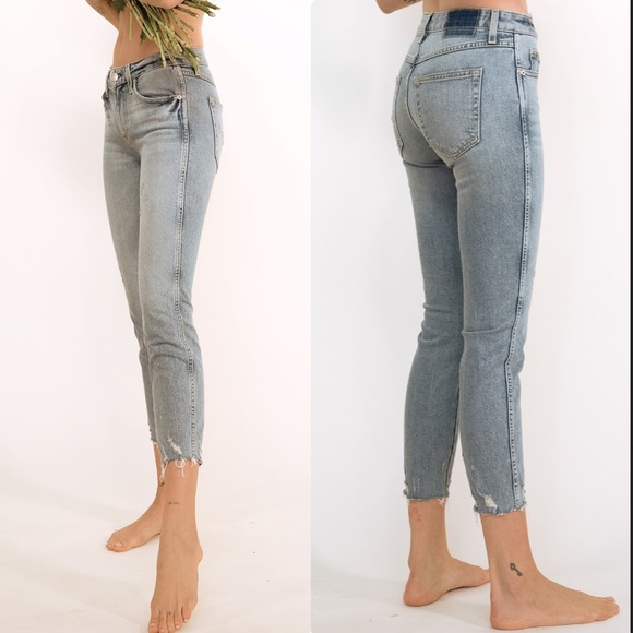 AMO Stix Crop Distressed Hem Jeans - Picture 2 of 2